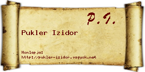 Pukler Izidor névjegykártya